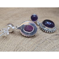 Echt zilveren Amethist oorbel stekers hangend 